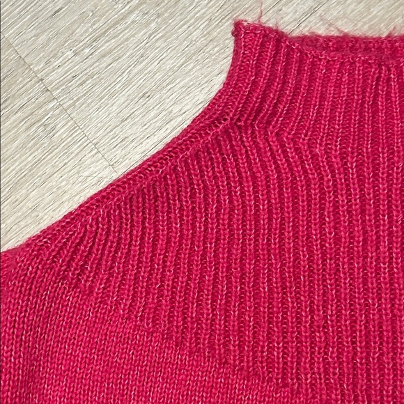 Zenana Mock Neck Balloon Sleeve Pink Sweater - Picture 3 of 8